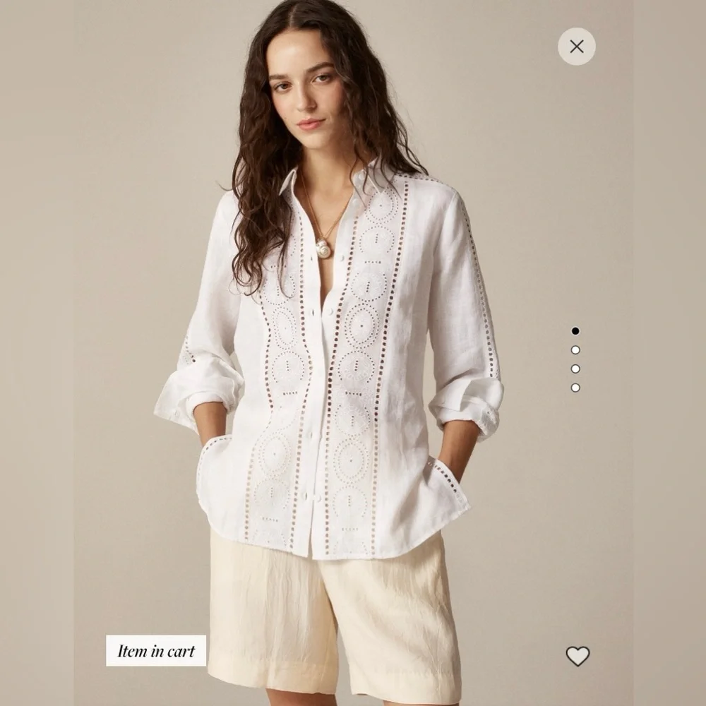 J. Crew - Garçon classic shirt in eyelet linen - Size 2 - Item Cl592 - NWT - Picture 1 of 10